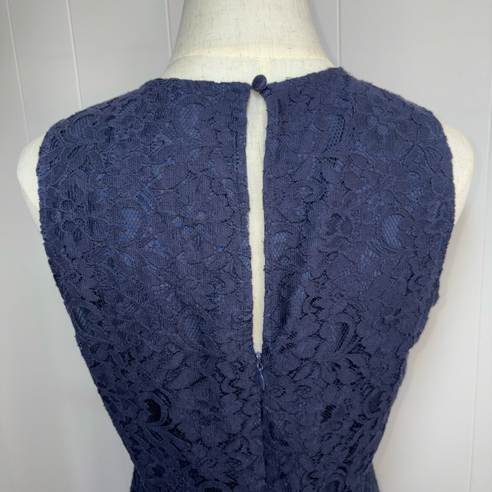 J. Crew Factory Navy Blue‎ All Over Floral Lace Sheath Knee-Length Dress Size 6 - Picture 11 of 13